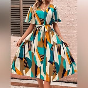 Geo Print Midi Dress